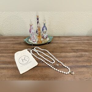 Katia Designs Pearl Necklace with Crystal Pendants & Adjustable Magnetic Closure